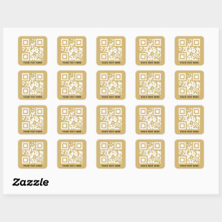 Sticker Carré Code QR personnalisé et promotion du texte Gold