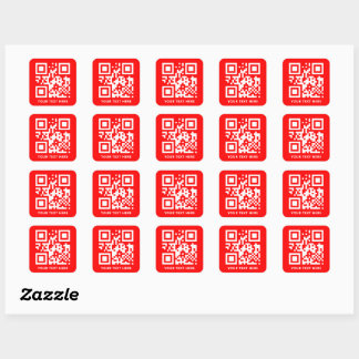 Sticker Carré Code QR personnalisé et promotion du texte rouge