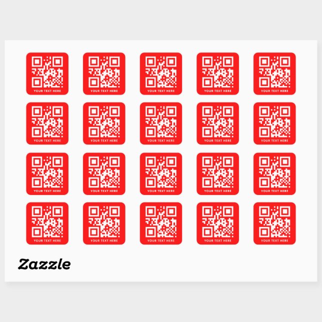 Sticker Carré Code QR personnalisé et promotion du texte rouge (Feuille)