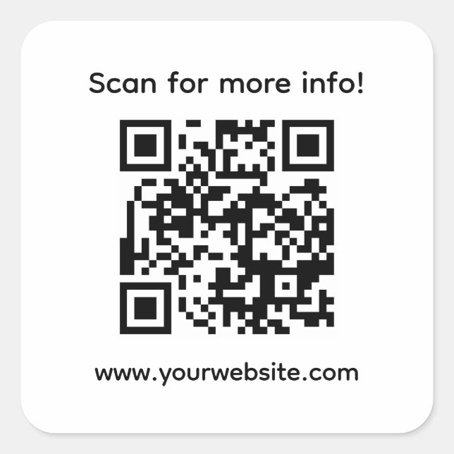 Sticker Carré Code QR personnalisé et texte personnalisé (Devant)