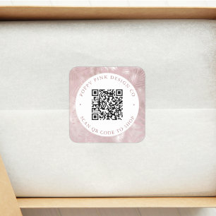 Sticker Carré Code QR personnalisé Palmiers roses élégants moder