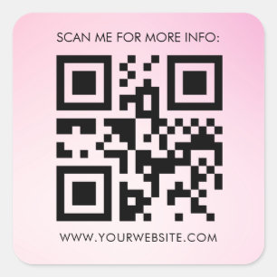 Sticker Carré Code QR personnalisé Pink Gradient Business Promot
