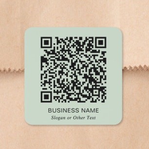Sticker Carré Code QR personnalisé Vert Sauge Entreprise