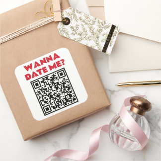 Sticker Carré Code QR personnalisé – Veux-tu sortir/me marier Co