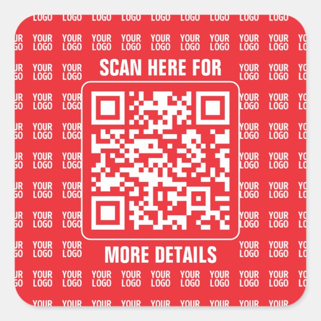 Sticker Carré Code QR promotionnel (modifiable) avec Motif Logo (Devant)