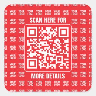 Sticker Carré Code QR promotionnel (modifiable) avec Motif Logo
