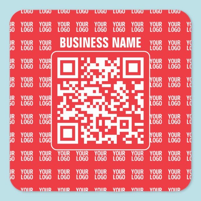 Sticker Carré Code QR promotionnel (modifiable) avec Motif Logo (Créateur téléchargé)