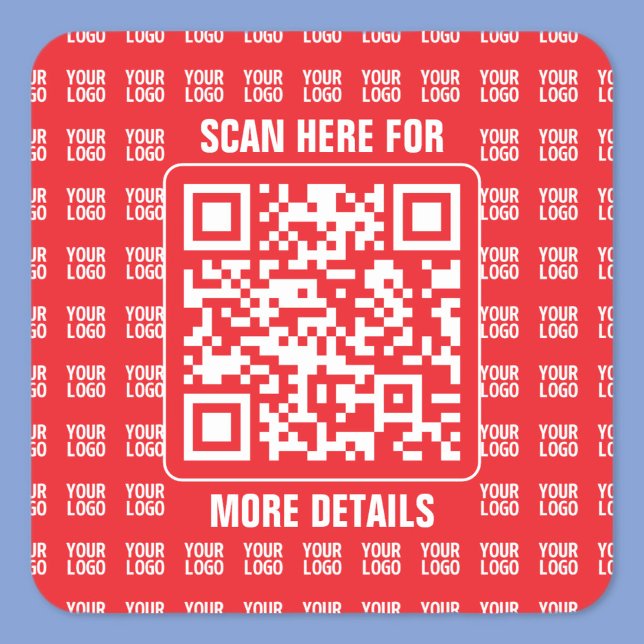 Sticker Carré Code QR promotionnel (modifiable) avec Motif Logo (Créateur téléchargé)