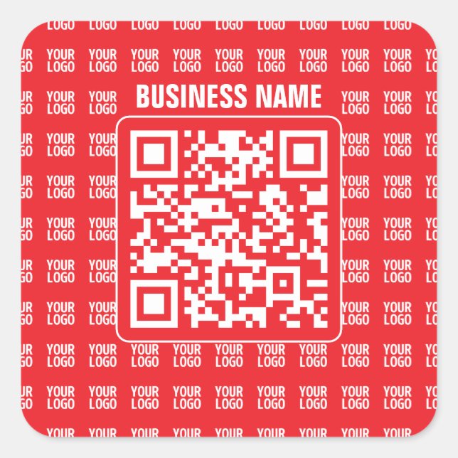 Sticker Carré Code QR promotionnel (modifiable) avec Motif Logo (Devant)