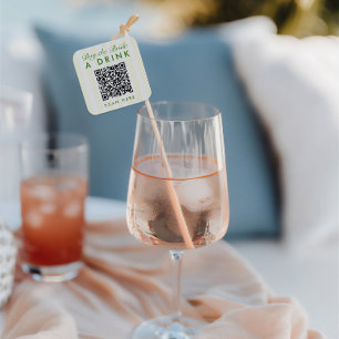 Sticker Carré Code QR rétro moderne vintage jaune enterrement de