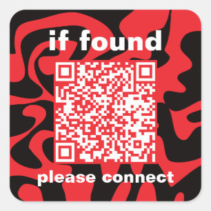 Sticker Carré Code QR Rouge Cerise Clair Objets Trouvés