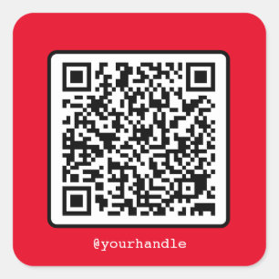 Sticker Carré Code QR rouge Simple Carré de médias sociaux perso