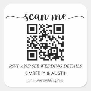 Sticker Carré Code Qr RSVP   Site Web de Mariage