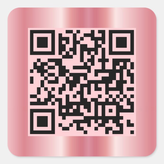 Sticker Carré Code QR scannable Elegant Rose Gold personnalisé (Devant)