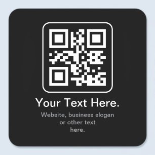 Sticker Carré Code QR scannable moderne Noir Blanc & Gris