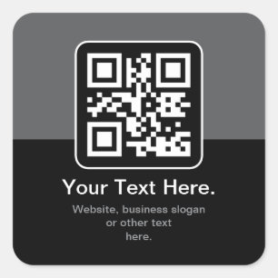 Sticker Carré Code QR scannable moderne   Noir Gris & Blanc