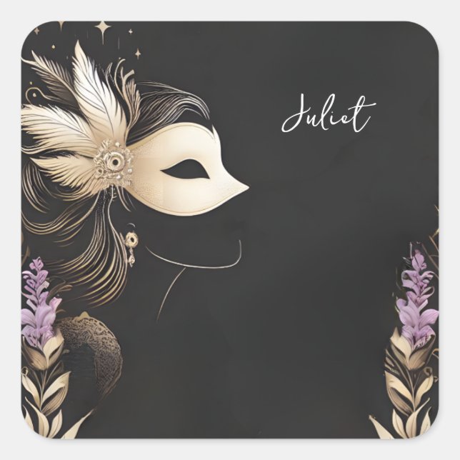 Sticker Carré Code vestimentaire Prom Masquerade Ball Fête des m (Devant)