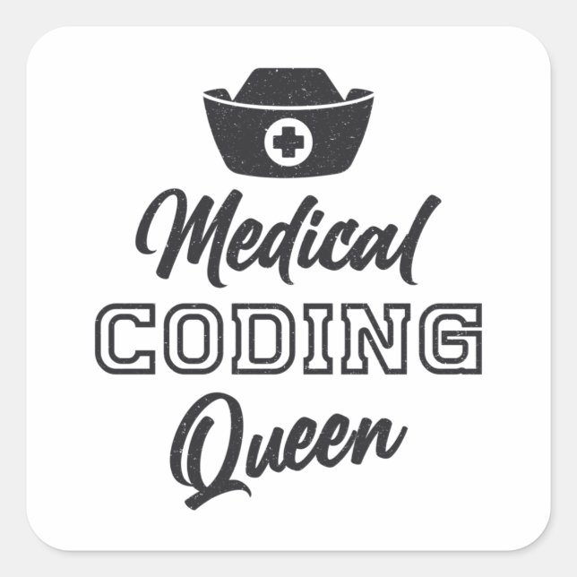 Sticker Carré Coder Médicale Queen Coding ICD Programmer Cadeau (Devant)