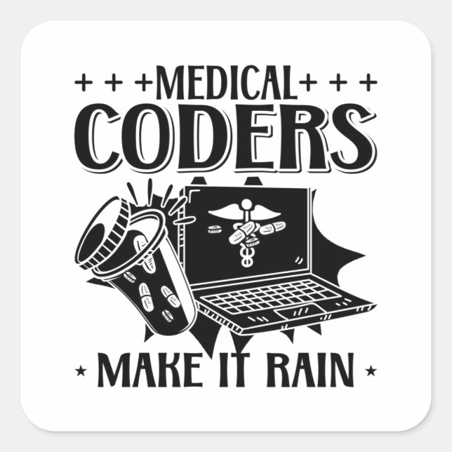 Sticker Carré Codeurs Médicales Rendre La Pluie Coder Médicale C (Devant)
