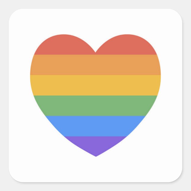 Sticker Carré Coeur arc-en-ciel (Devant)