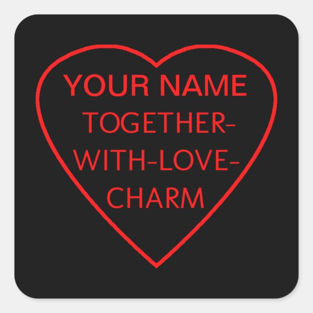 Sticker Carré Coeur avec les mots-clés TOUT-EN-AMOUR-CHARME (Devant)