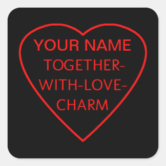 Sticker Carré Coeur avec les mots-clés TOUT-EN-AMOUR-CHARME