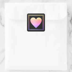 Sticker Carré coeur d'amour rose mariage romantique