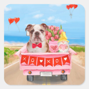 Sticker Carré Cœur de camion de la Saint-Valentin pour Bouledogu