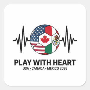 Sticker Carré Cœur de football USA Canada Mexique 2026