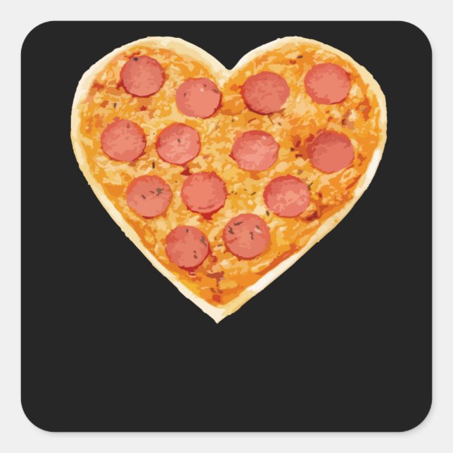 Sticker Carré Coeur de pizza (Devant)
