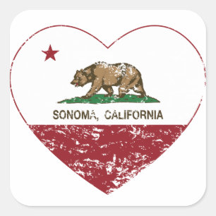 Sticker Carré coeur de sonoma de drapeau de la Californie