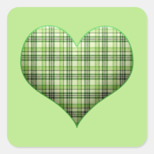 Sticker Carré Coeur feuilleté vert rétro St Patrick