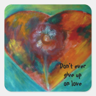 Sticker Carré coeur fleuri