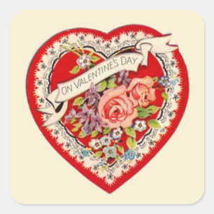 Sticker Carré Coeur floral vintage Valentine