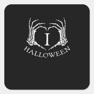 Sticker Carré Coeur Halloween Squelette Costume main Hommes Femm