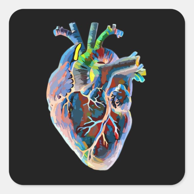 Sticker Carré Coeur humain Anatomie biologie Art Abstrait origin (Devant)