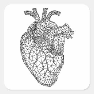 Sticker Carré Coeur humain géométrique