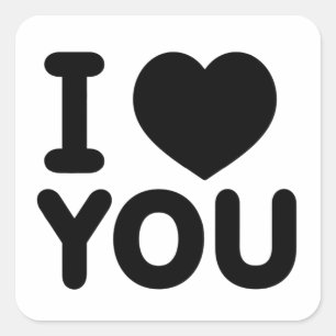 Sticker Carré Cœur "Je t'aime" Noir Classique