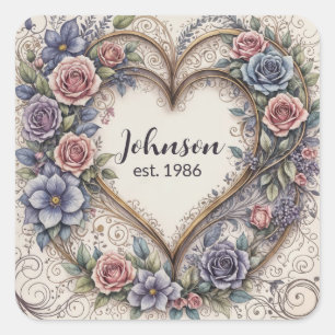 Sticker Carré Coeur Mariage de calligraphie