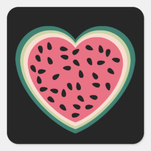 Sticker Carré coeur mignon palestine pastèques colorées