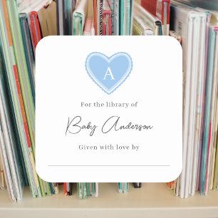 Sticker Carré Coeur monogramme de la plaque de baby shower