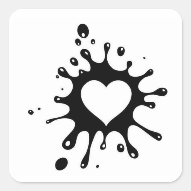 Sticker Carré coeur noir (Devant)