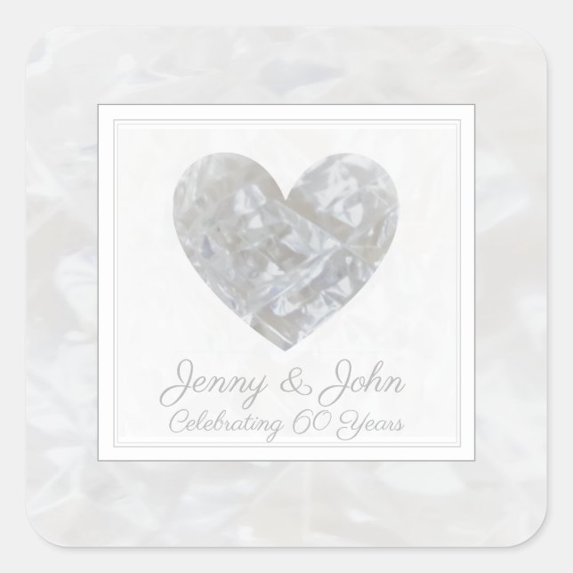 Sticker Carré Cœur pour les 60 ans de mariage diamant (Devant)