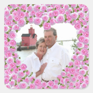 Sticker Carré Coeur rose