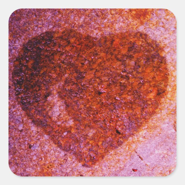 Sticker Carré coeur rose corail (Devant)