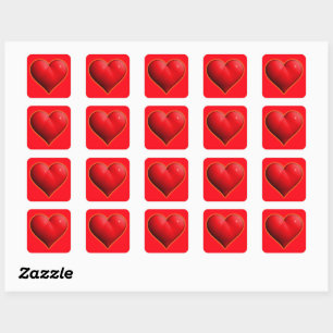 Sticker Carré Cœur Rouge Brillant 3D
