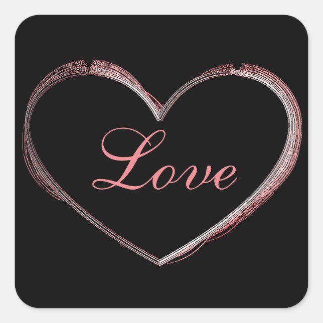 Sticker Carré Coeur tendance Grey Calligraphie Amour Mariage (Devant)