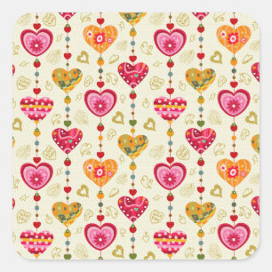 Sticker Carré Coeurs