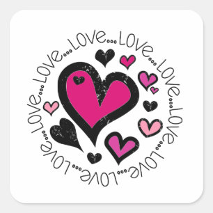 Sticker Carré Coeurs Amour Amour Amour