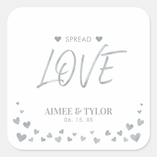 Sticker Carré Cœurs d'Argent qui Répandent l'Amour Cadeau de Mar (Devant)